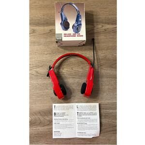 Electro Brand 222 Deluxe AM/FM Headphone Radio Red Retro 80s Works w/ Box Manual